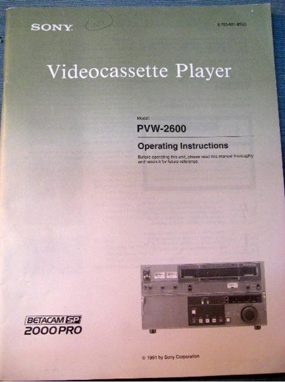 Image sur Sony PVW-2600 Operating Instructions Manual 