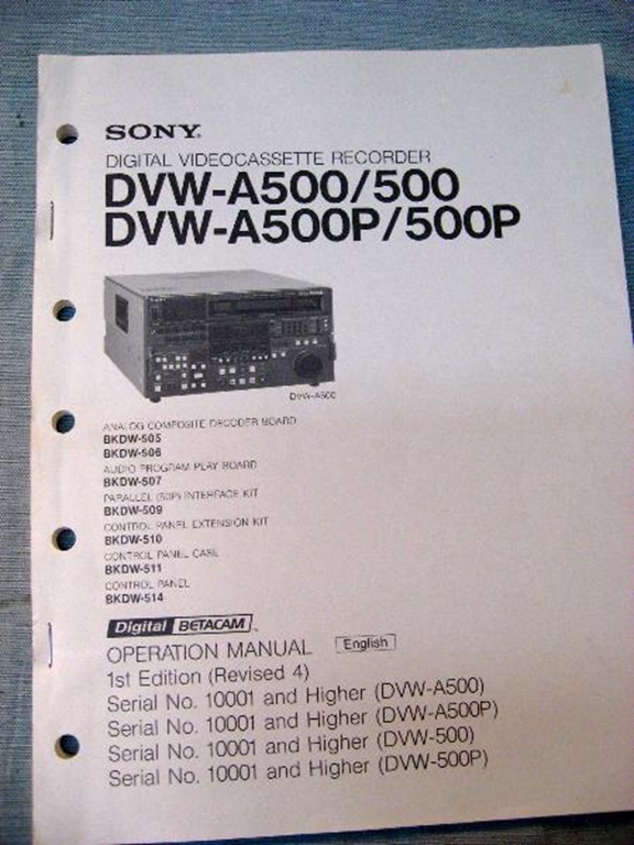 Image sur Sony DVW-A500/500/A500P/500P Operation Manual 1st Edition (Revised 4)