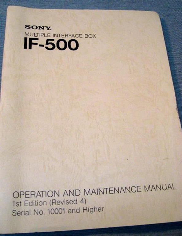 Image sur Sony IF-500 Operation and Maintenance Manual 1st Edition (Revised 4)