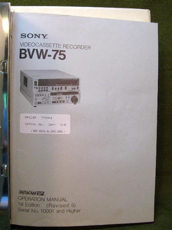 Afbeelding van Sony BVW-75 Volume 1 3rd Edition (Revised 1)