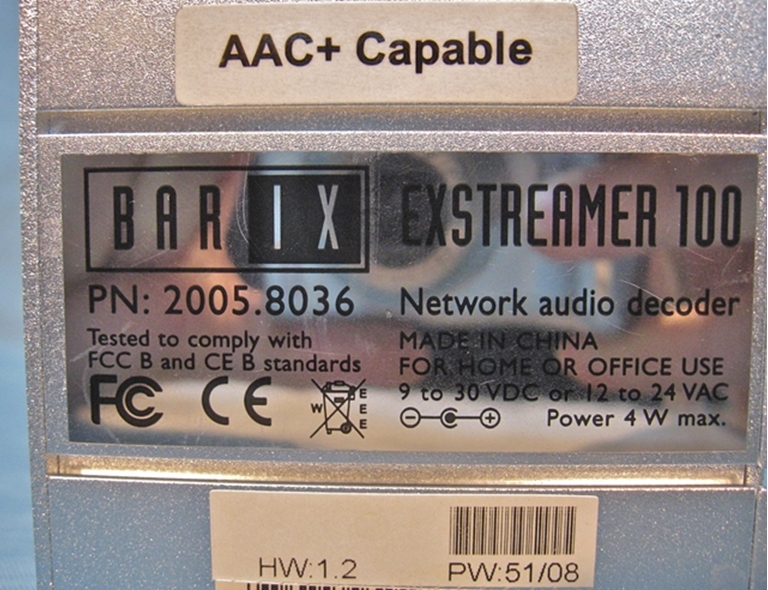 Image sur BARIX ExStreamer 100 Nework Audio Decoder