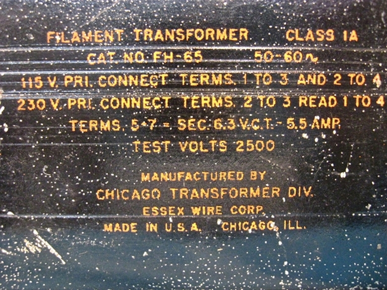 Afbeelding van Chicago Transformer Company FH-65 Filament Transformer