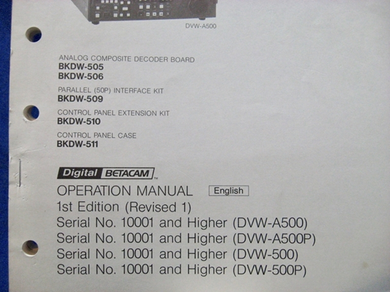 Image sur Sony DVW-A500/500/A500P/500P Operation Manual 1st Edition (Revised 4)