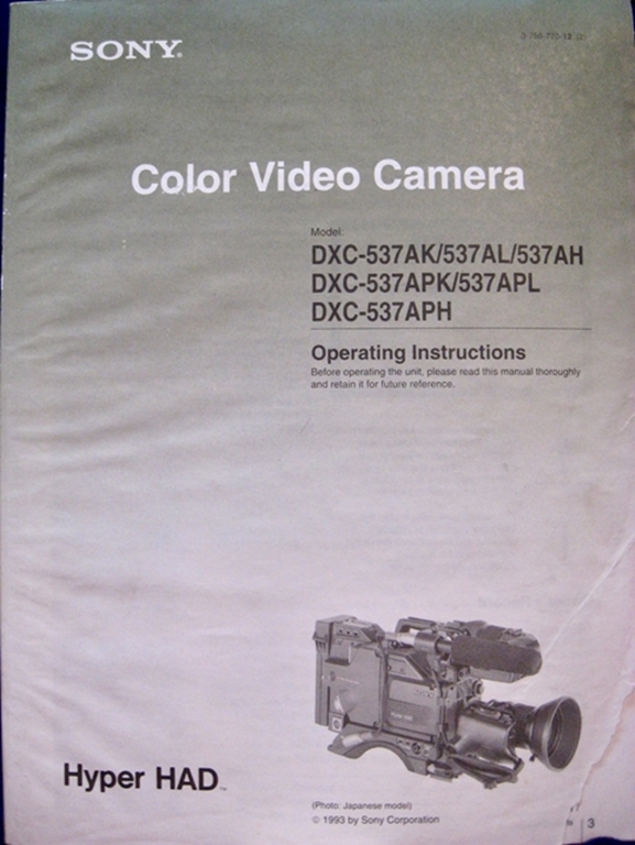 Image sur Sony DXC-537 Operating Instructions
