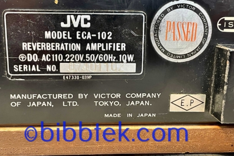 Afbeelding van JVC ECA 102 Reverb unit, "Radar Screen reverberation amplifier".